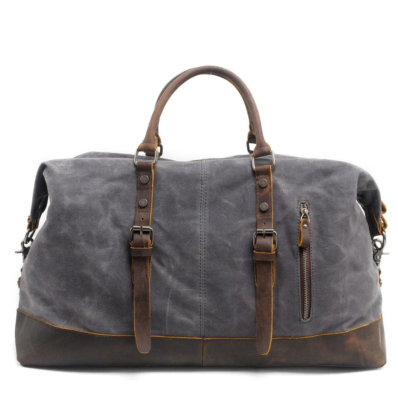 Large Waxed Canvas Weekender Duffle Bag Travel Mens-Black
