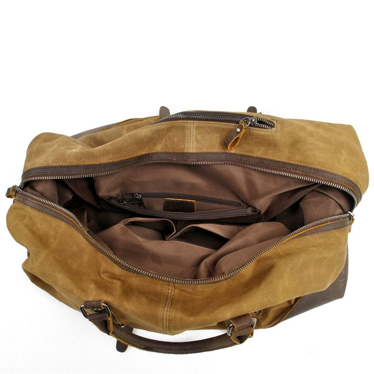 Large Waxed Canvas Weekender Duffle Bag Travel Mens-Black