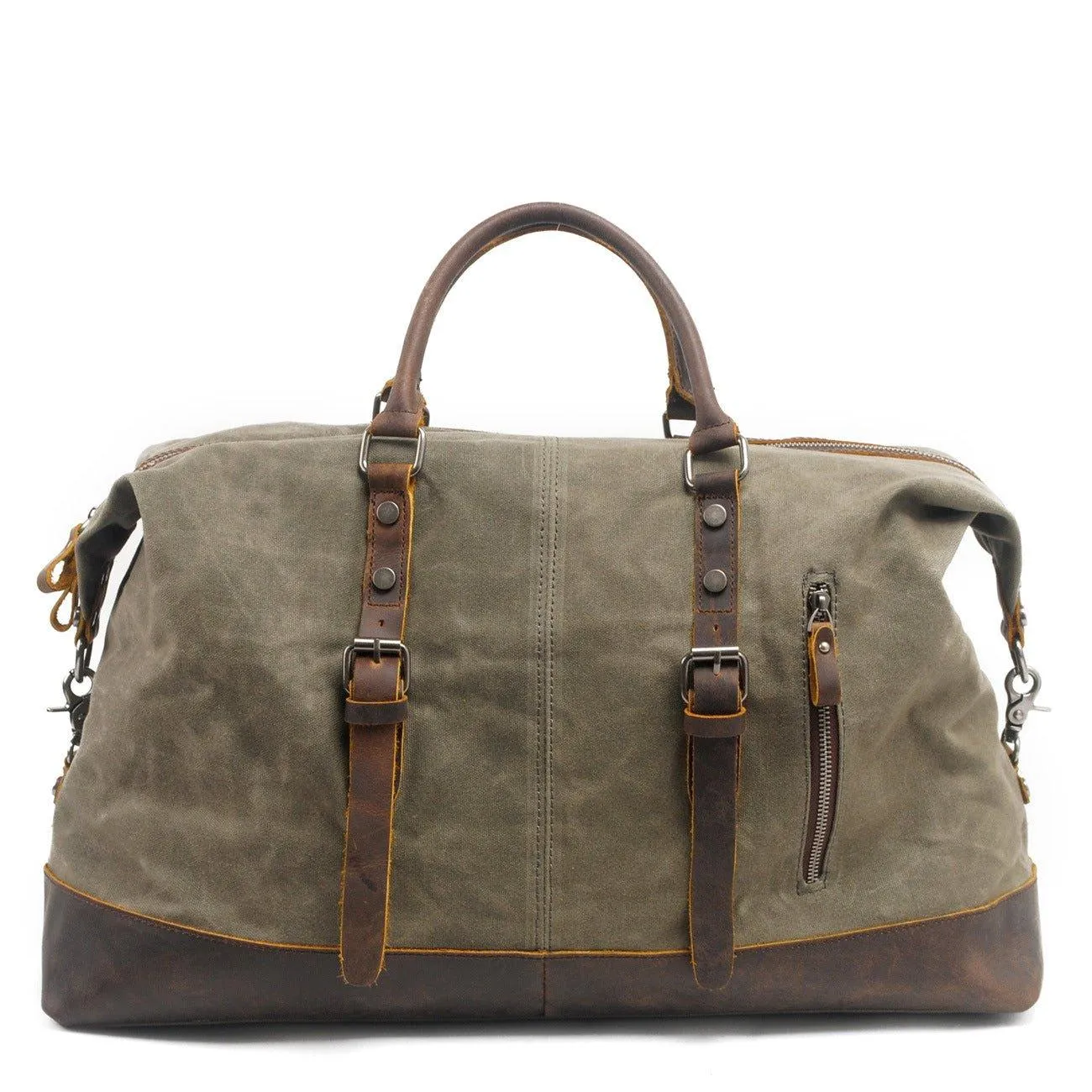 Large Waxed Canvas Weekender Duffle Bag Travel Mens-Black