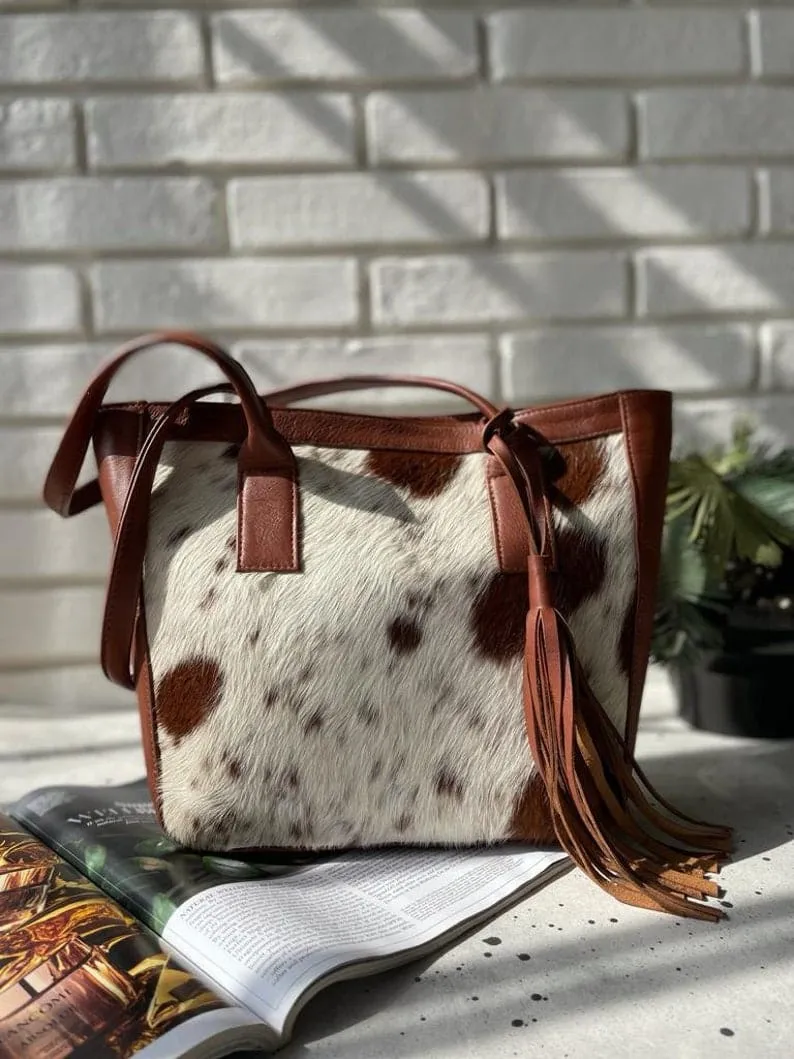 Leather Tote Bags with zipper | Brown Purse For Women