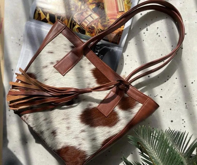 Leather Tote Bags with zipper | Brown Purse For Women