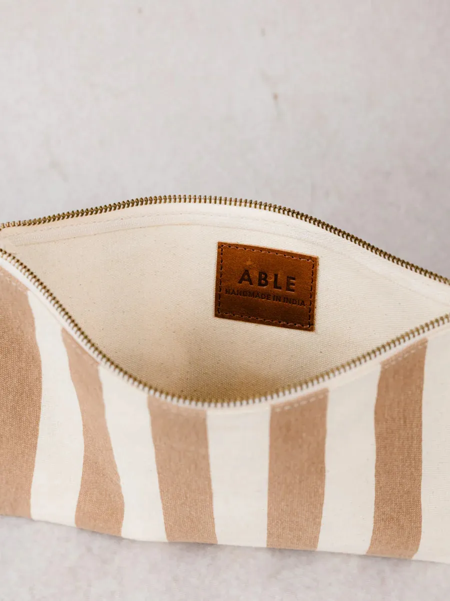 Marlow Canvas Clutch in Pecan Cabana Stripe