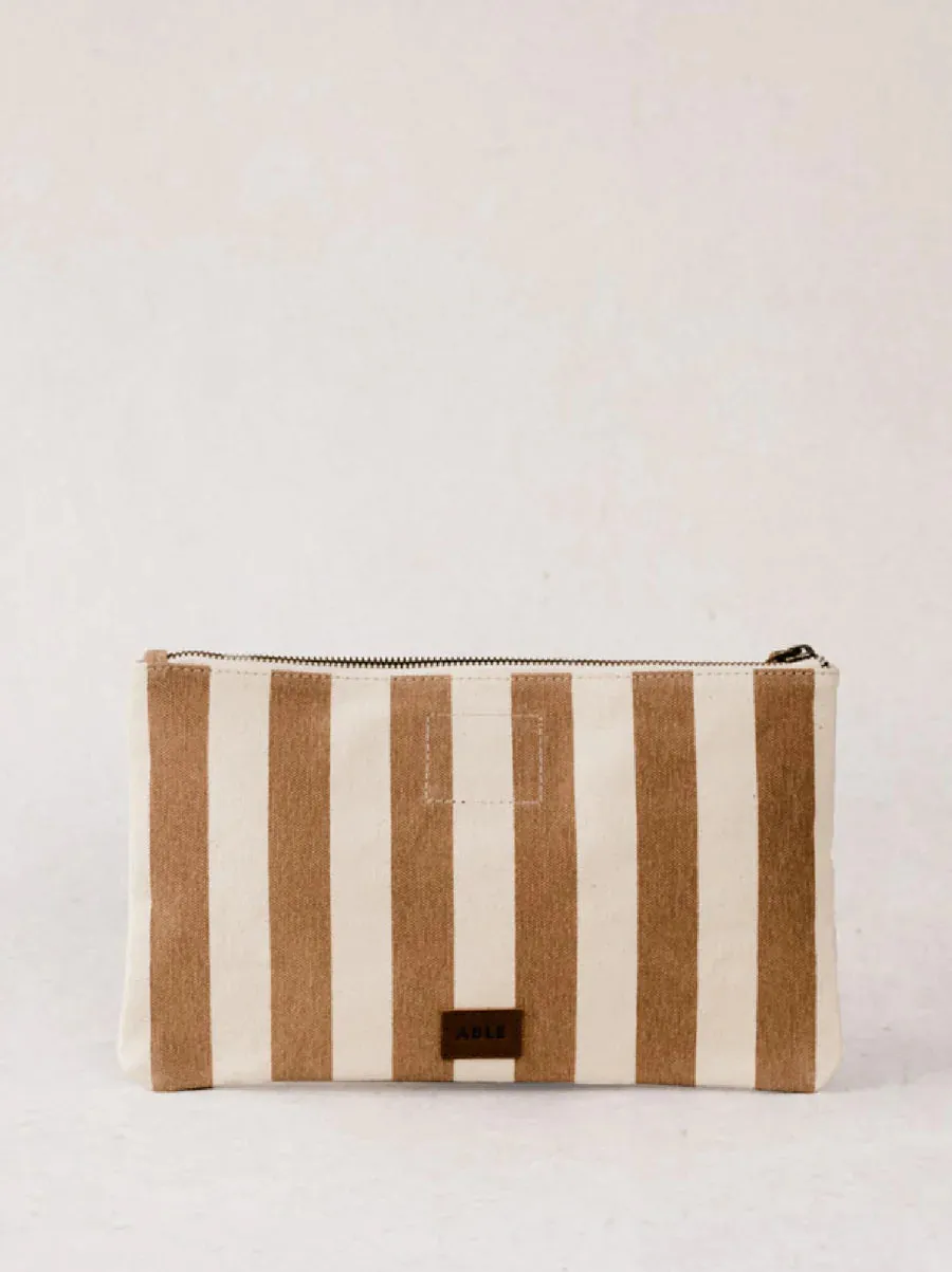Marlow Canvas Clutch in Pecan Cabana Stripe