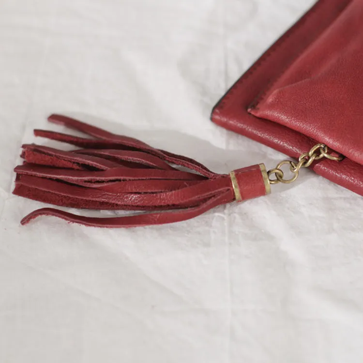 Mini Women's Leather Crossbody Phone Bag With Fringe Satchel Purse for Womens