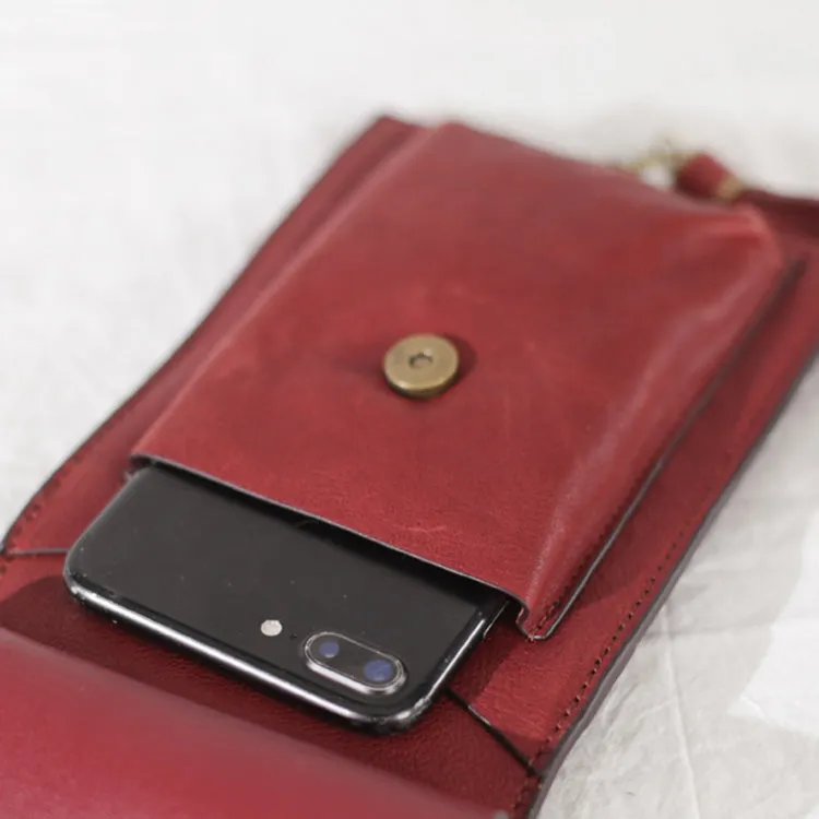 Mini Women's Leather Crossbody Phone Bag With Fringe Satchel Purse for Womens