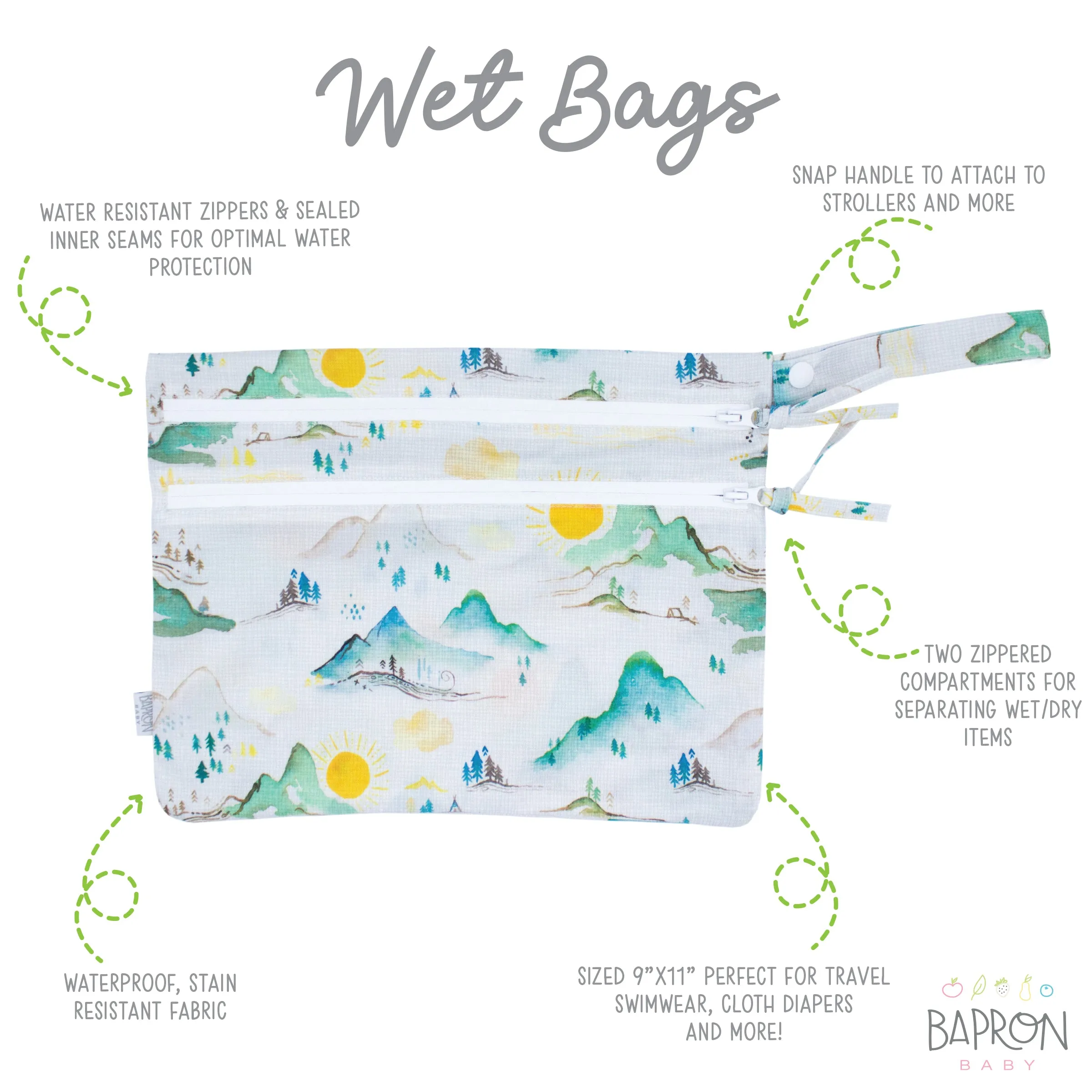 Mountain Mist - Waterproof Wet Bag (For mealtime, on-the-go, and more!)