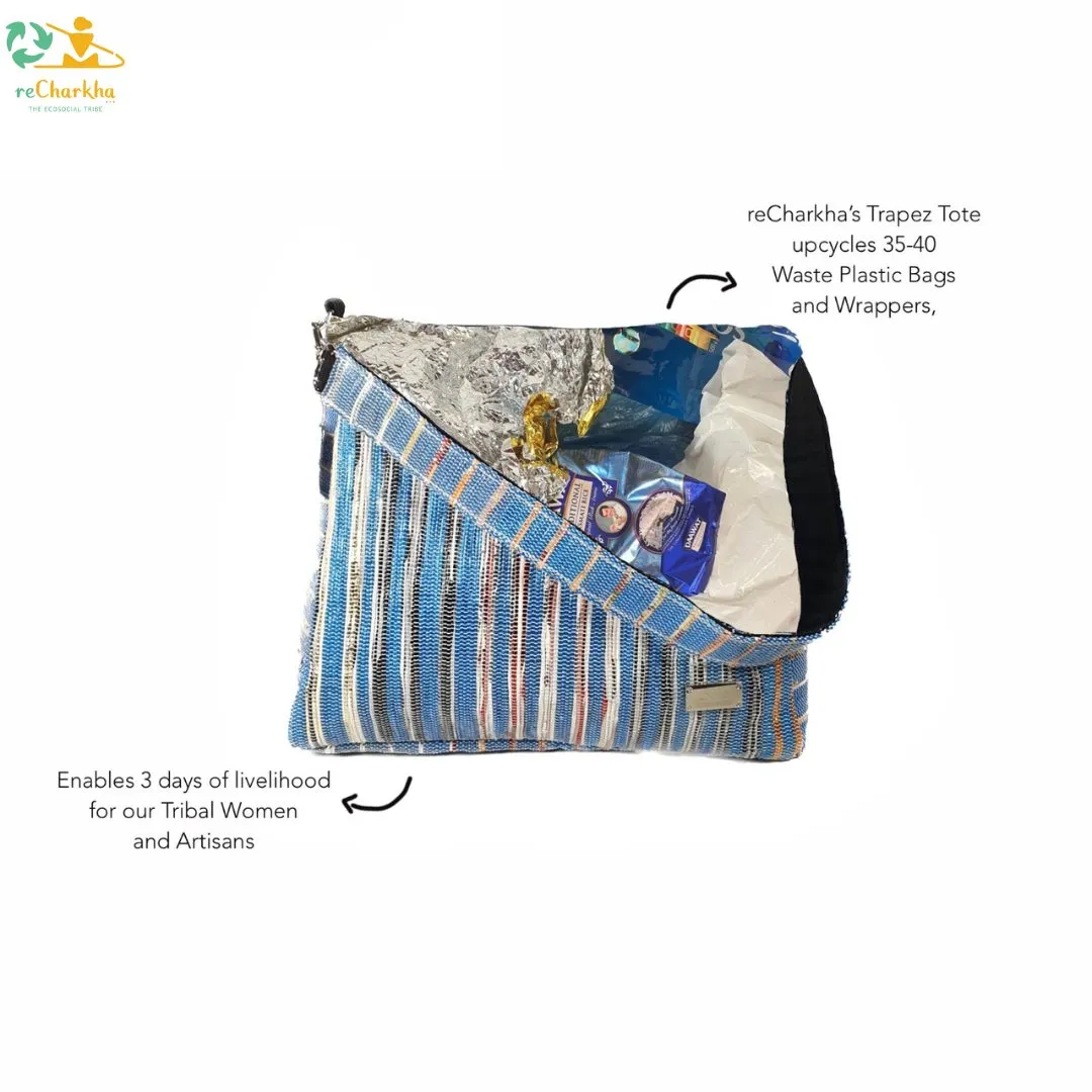 Multicolored Shimmery Upcycled Handwoven Trapeze Tote (TT0125-004) PS_W