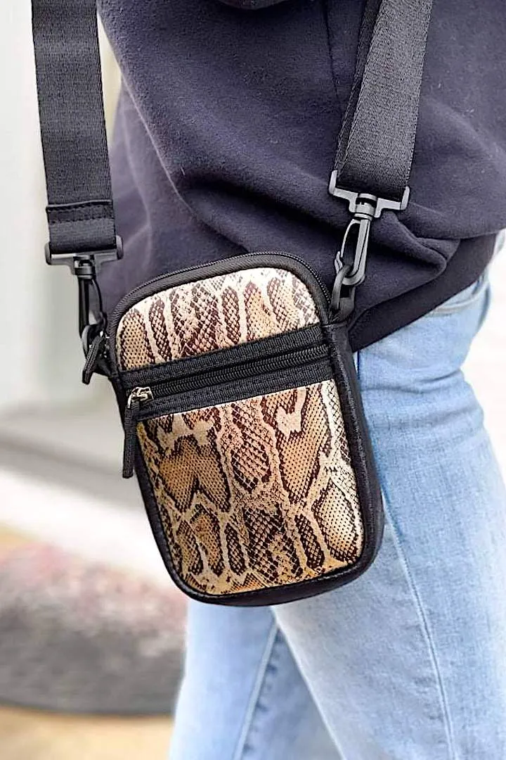 Olivia Snake Print Neoprene Phone Bag