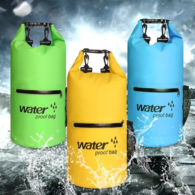 Outdoor Waterproof Dry Dual Shoulder Strap Bag Dry Sack PVC Barrel Bag, Capacity: 20L(Blue)