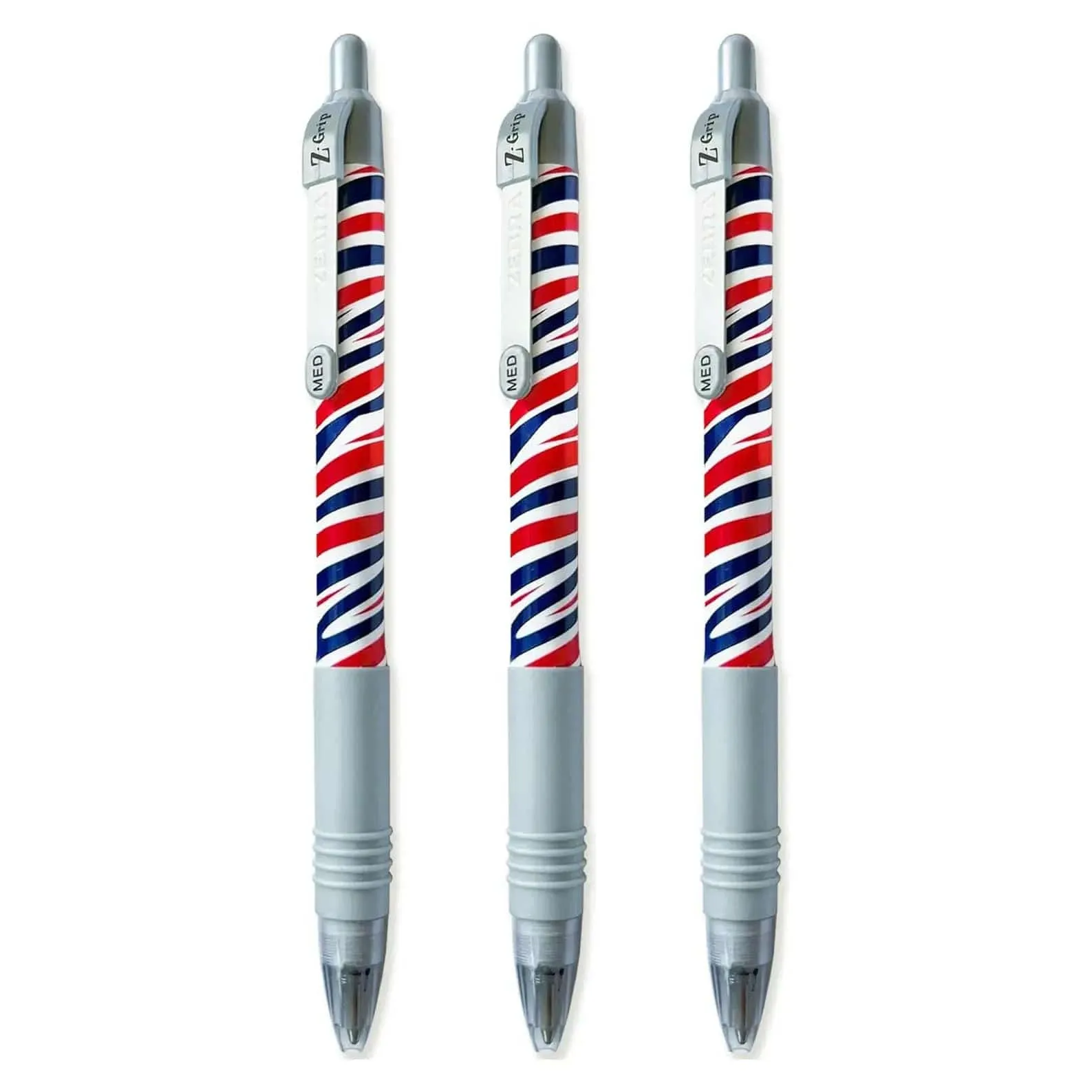 Pack of 3 Zebra Z-Grip Ballpoint Pens Smooth Medium Point 1.0mm