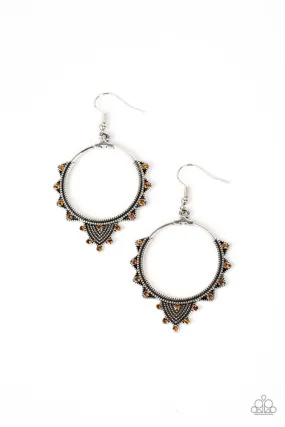 Paparazzi Earring ~ Textured Twinkle - Brown