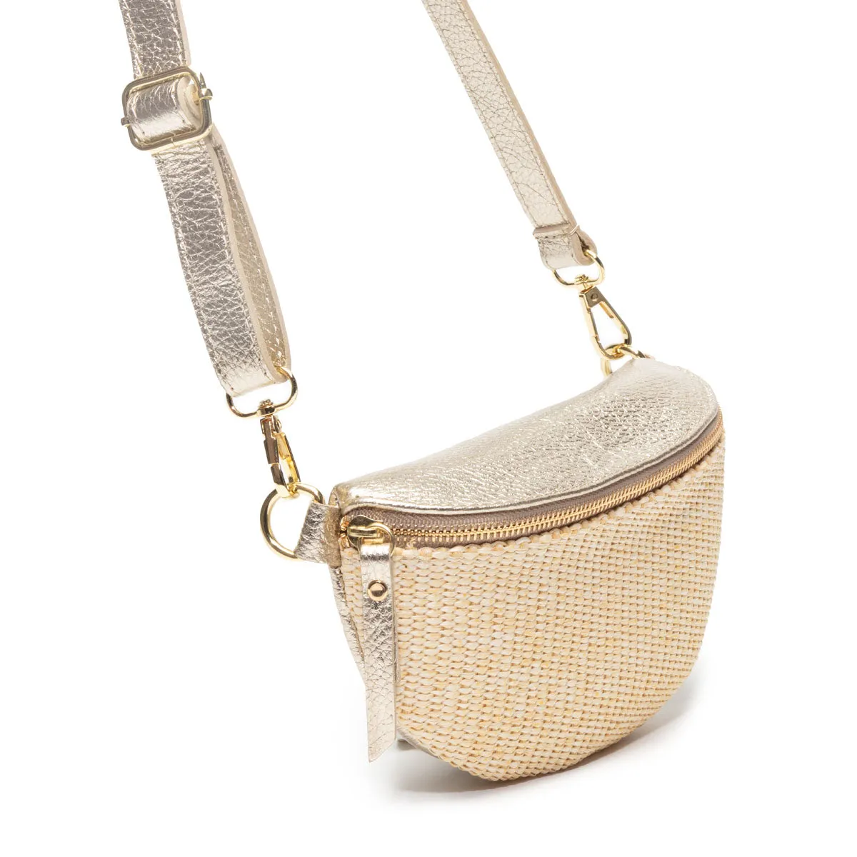 Raffia Sling Bag Gold