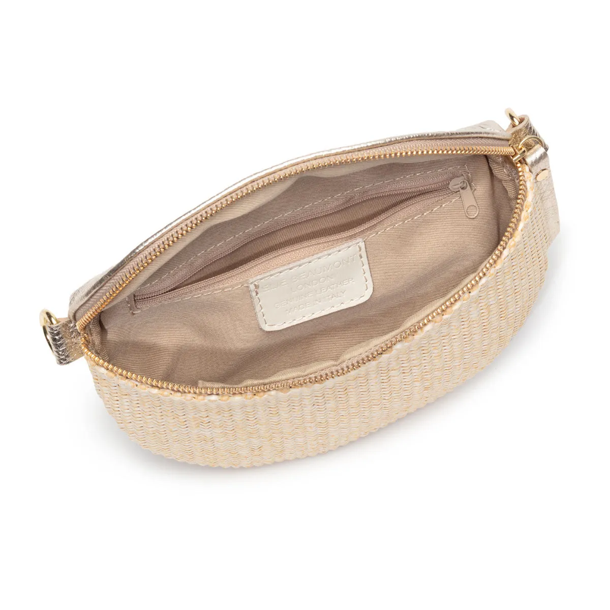 Raffia Sling Bag Gold