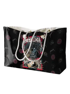 Rocksax Metallica Rope Handled Beach Bag - Skull