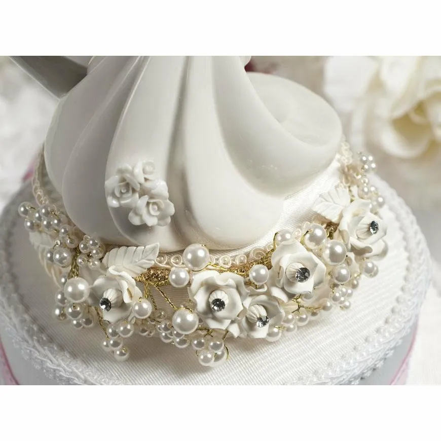 Rose and Pearls Classic African American Cake Topper (Silver or Gold)