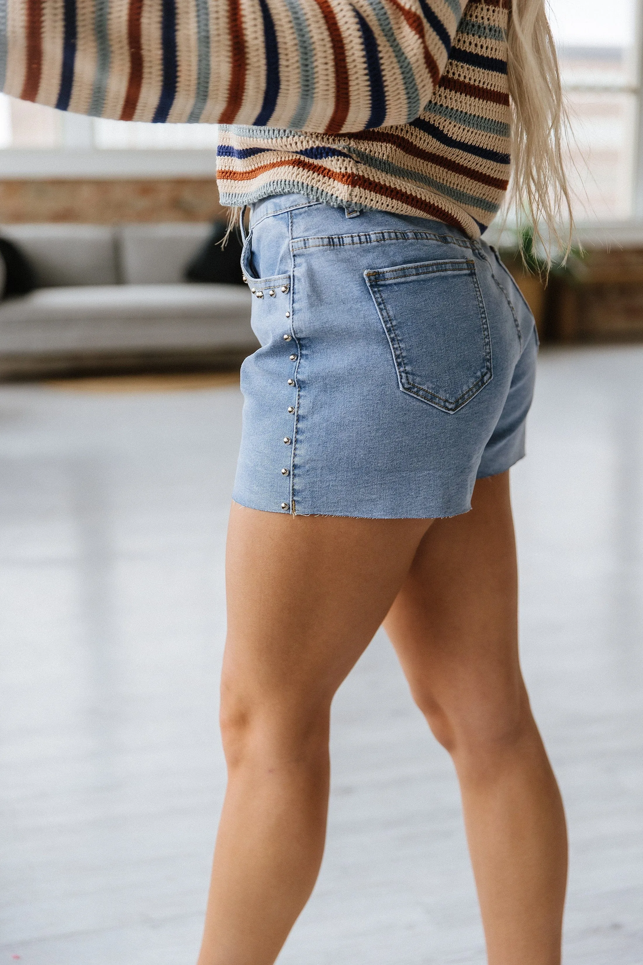 SALE - Jamie Studded Denim Shorts