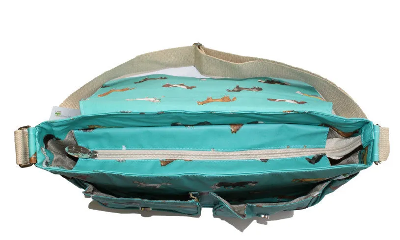 Satchel or School Bag - Aqua Horses