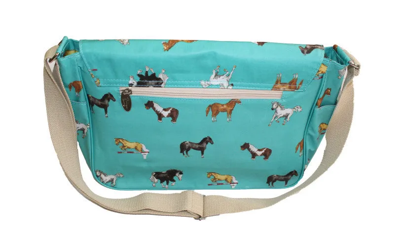 Satchel or School Bag - Aqua Horses