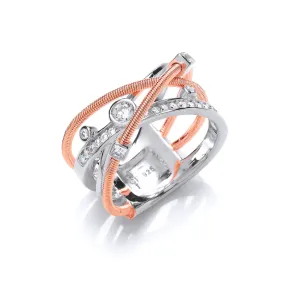 Silver Galaxy Ring with Rose Gold Vermeil