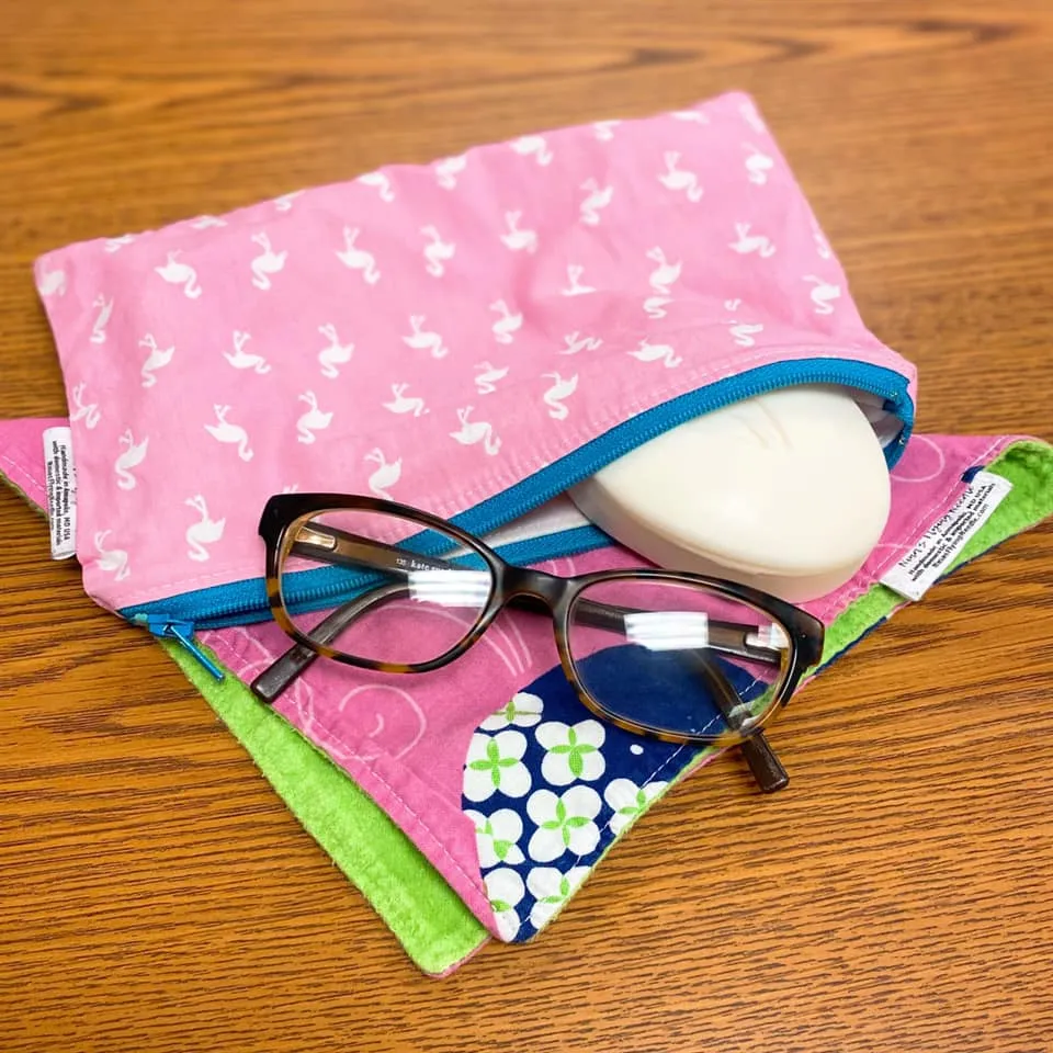 Snack Sized Reusable Zippered Bag Grid Black, Gray and White