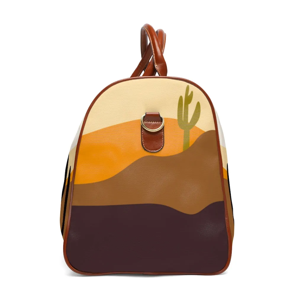 Southwestern Overnight Bag Midwest Desert Waterproof Travel Bag Duffel Bag Faux Leather Strap Handles Water Resistant