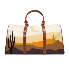 Southwestern Overnight Bag Midwest Desert Waterproof Travel Bag Duffel Bag Faux Leather Strap Handles Water Resistant