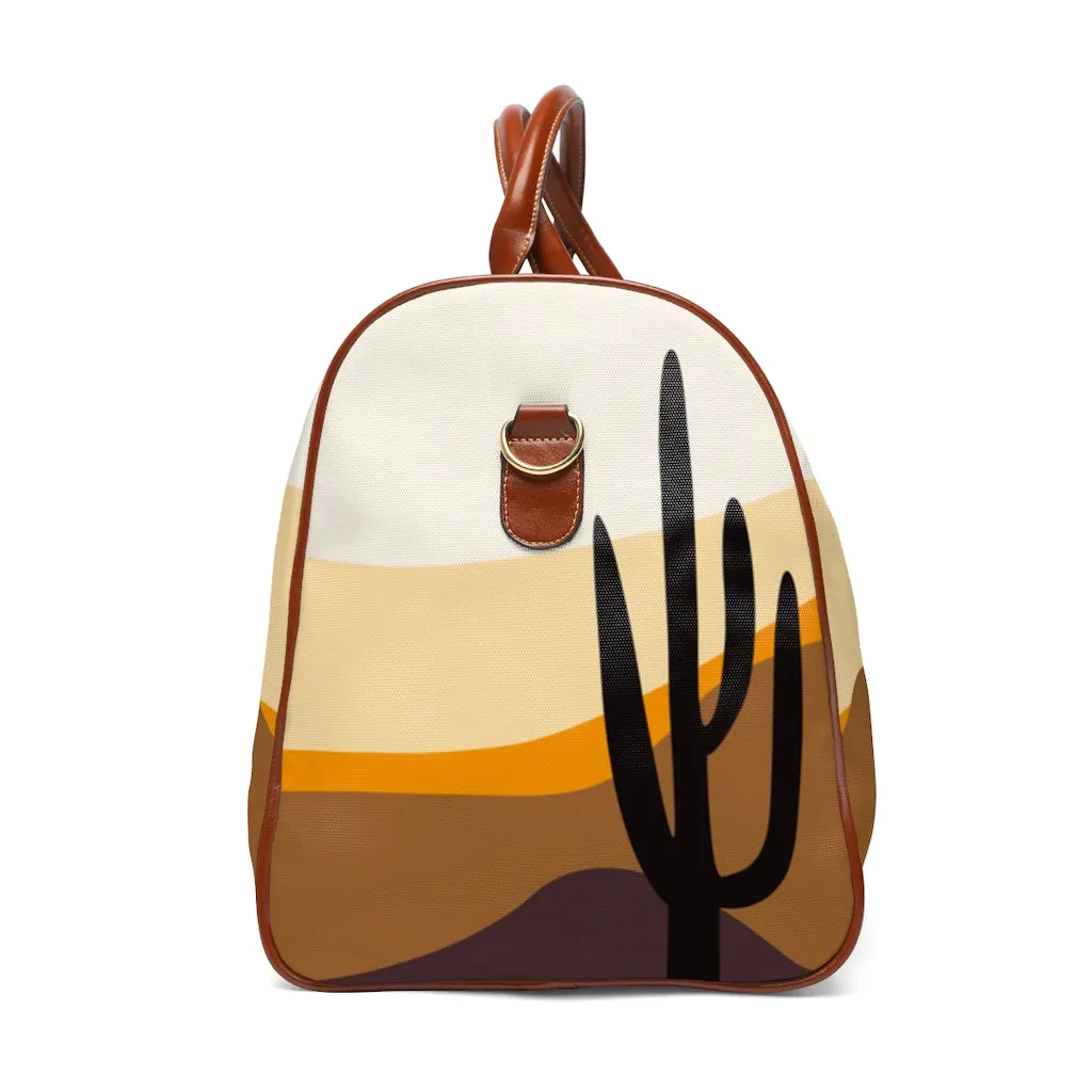Southwestern Overnight Bag Midwest Desert Waterproof Travel Bag Duffel Bag Faux Leather Strap Handles Water Resistant