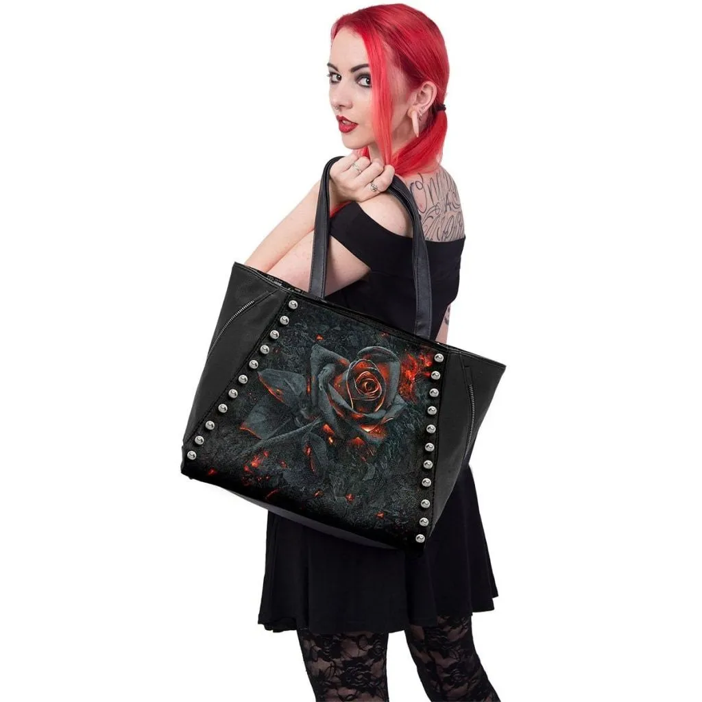 Spiral Burnt Rose - Tote Bag - Pu Leather Studded