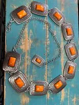 Stone Rectangle Studded Chain Belt (several colors to choose from)