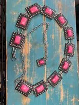 Stone Rectangle Studded Chain Belt (several colors to choose from)