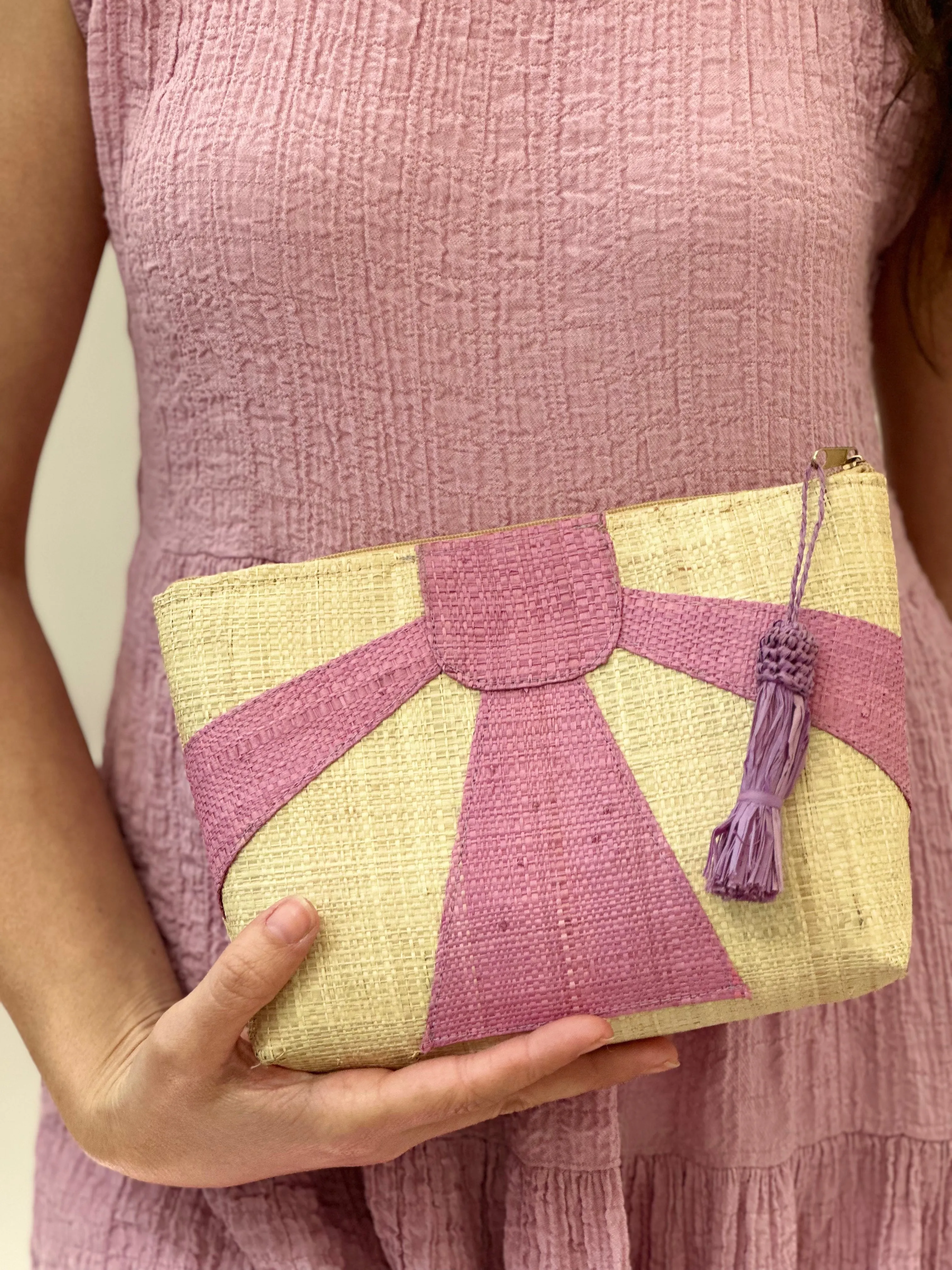 Sunburst Cosmetic Clutch with Tassel Zipper Pull