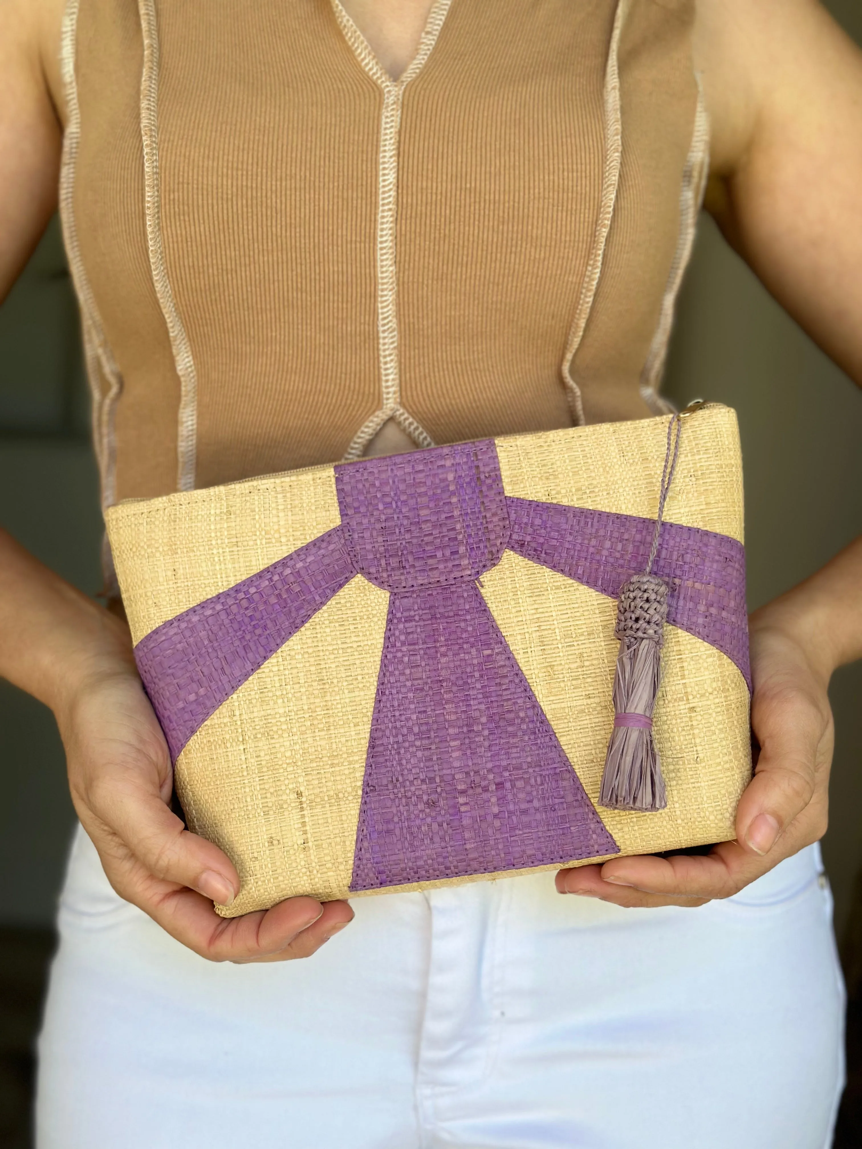 Sunburst Cosmetic Clutch with Tassel Zipper Pull