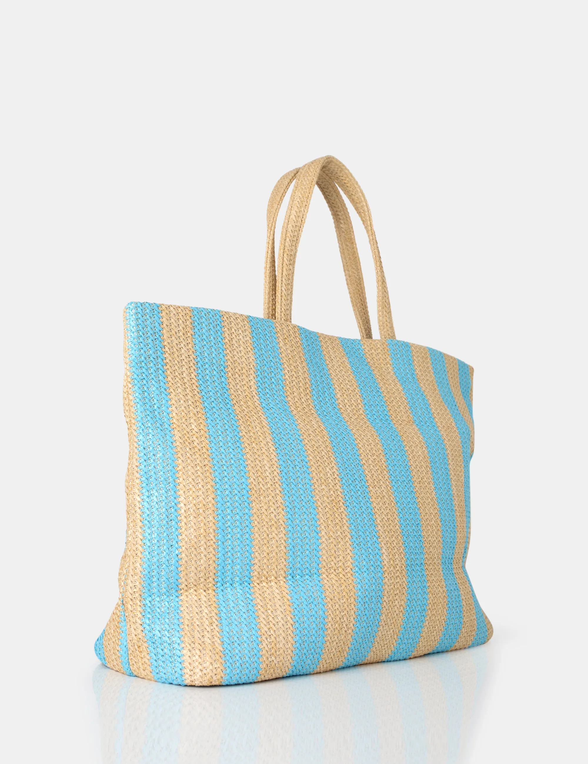 The Nikki Blue Stripe Canvas Top Handle Tote Bag