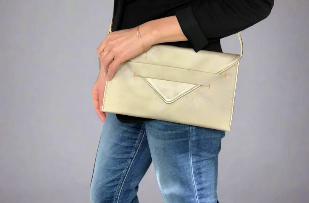 Vegan Leather Convertible Crossbody/Clutch with Wristlet & Shoulder Strap