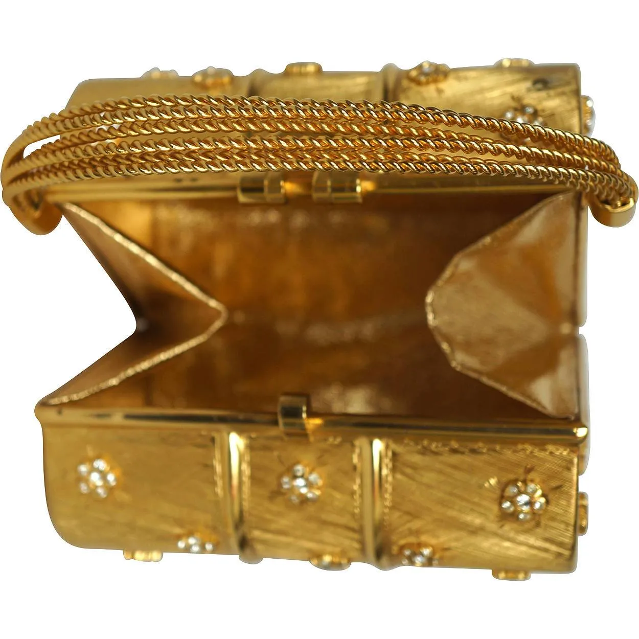 Vintage 1960s Rodo Minaudiere Box Purse Gold Metallic Evening Mini Handbag