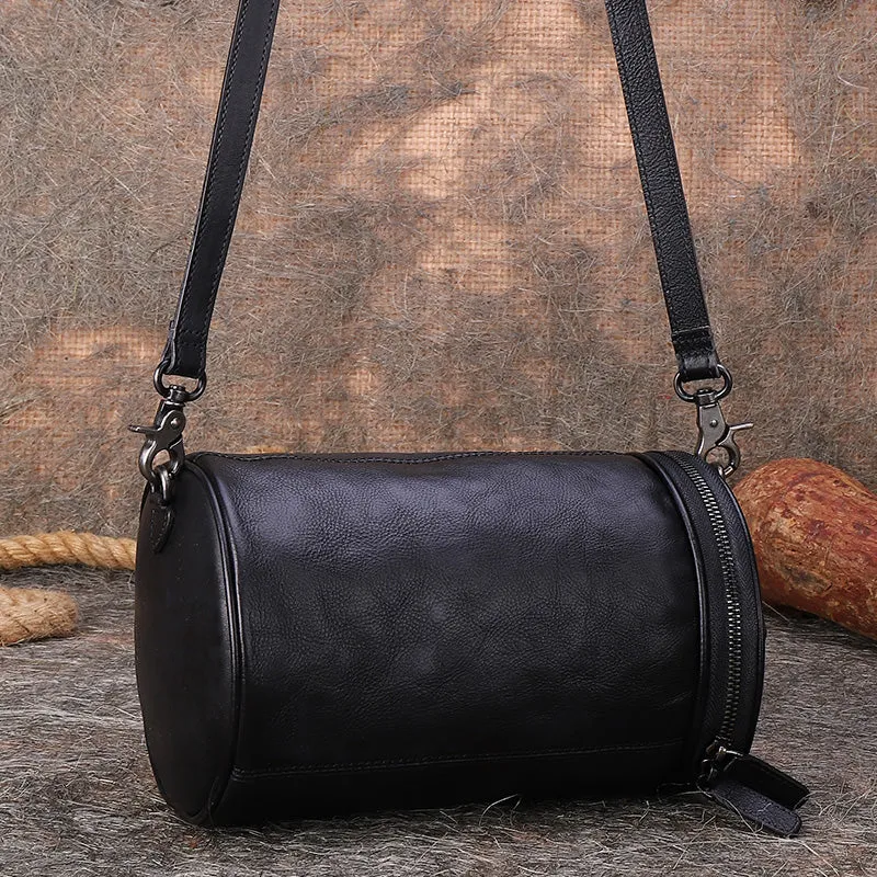 Vintage Womens Bucket Bag Genuine Green Leather Handbags For Women