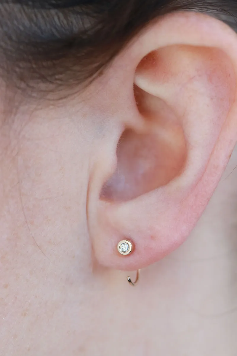 White diamond hug earrings