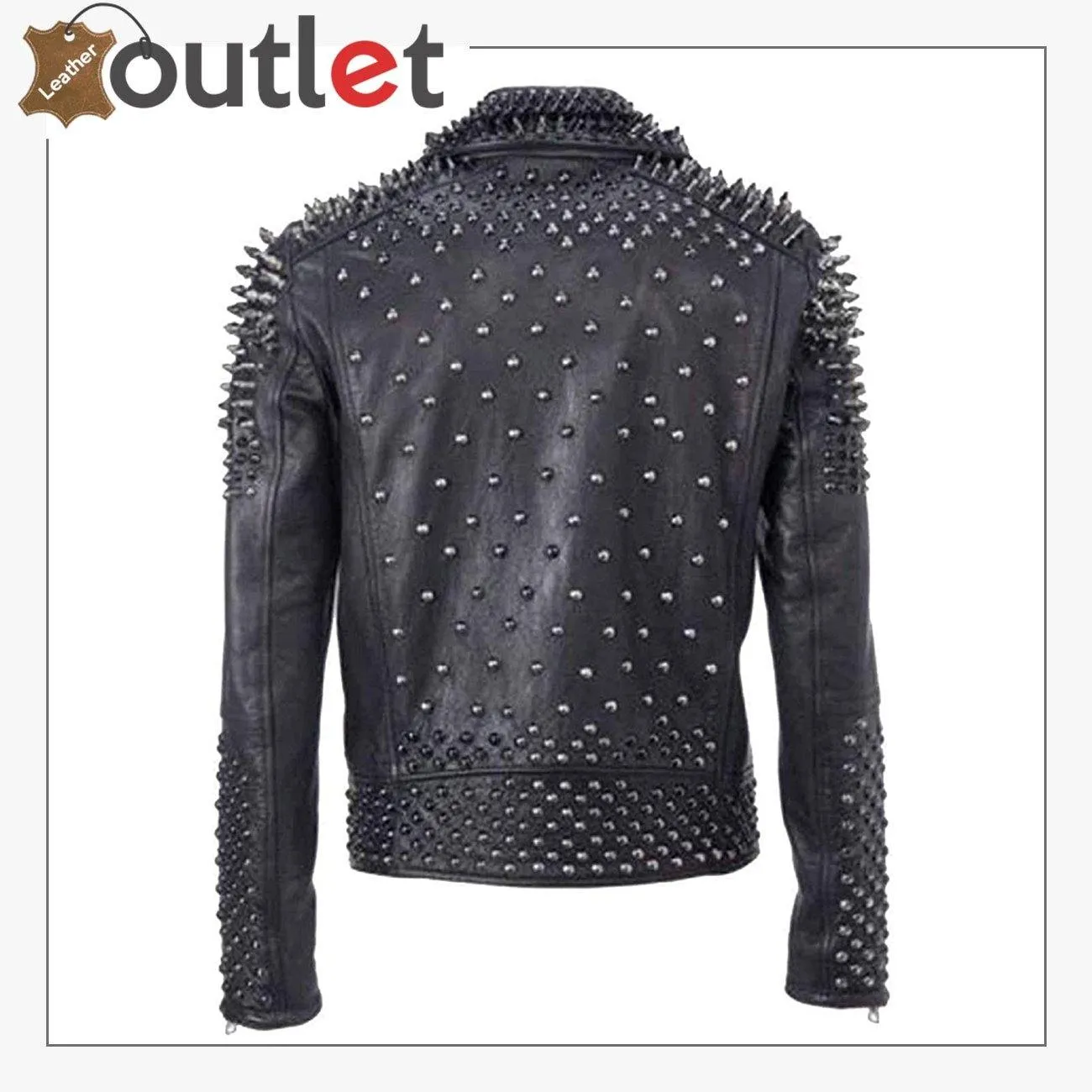 Women Studded Spike Black Leather Jacket
