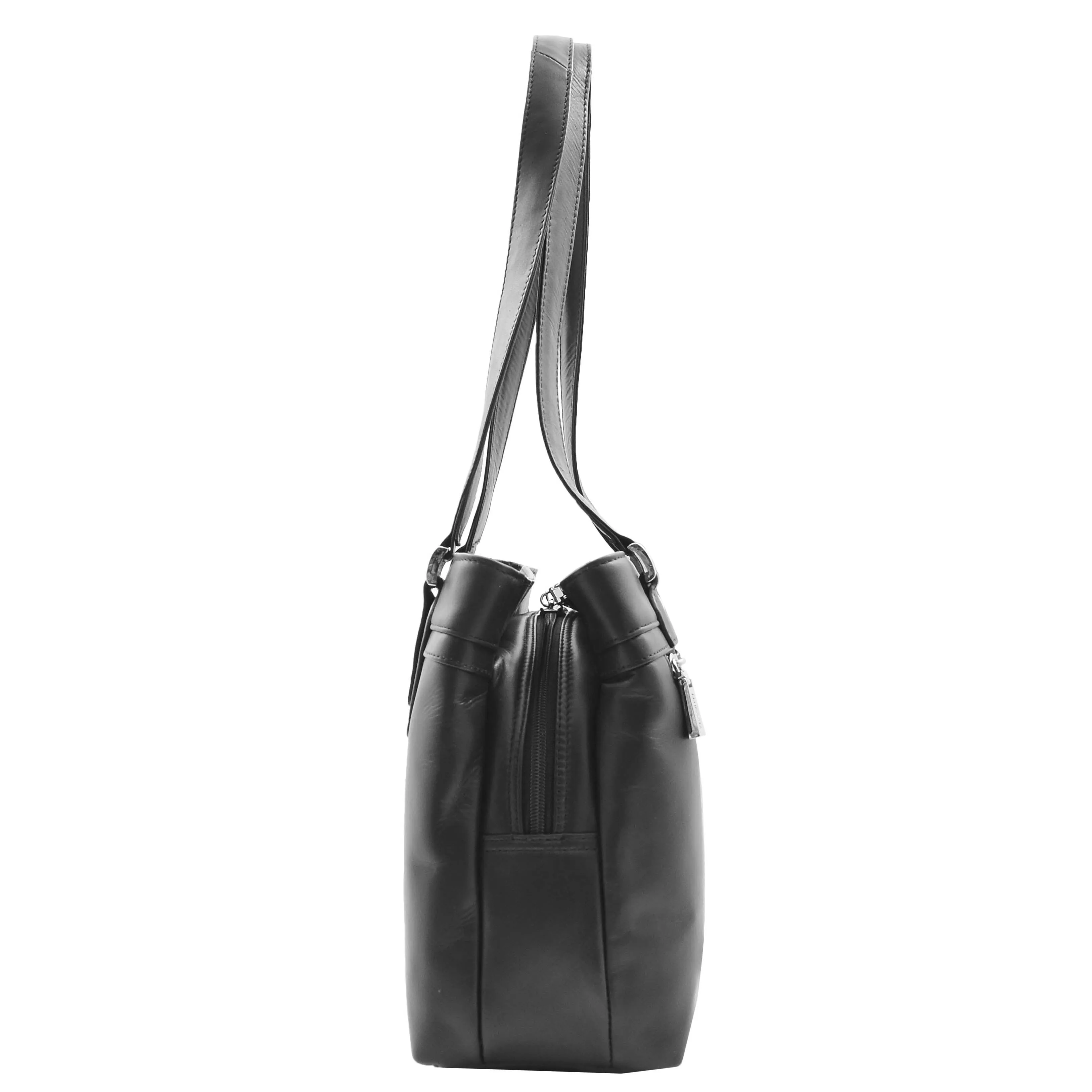 Womens Leather Mid Size Shopper Handbag Bellevue Black
