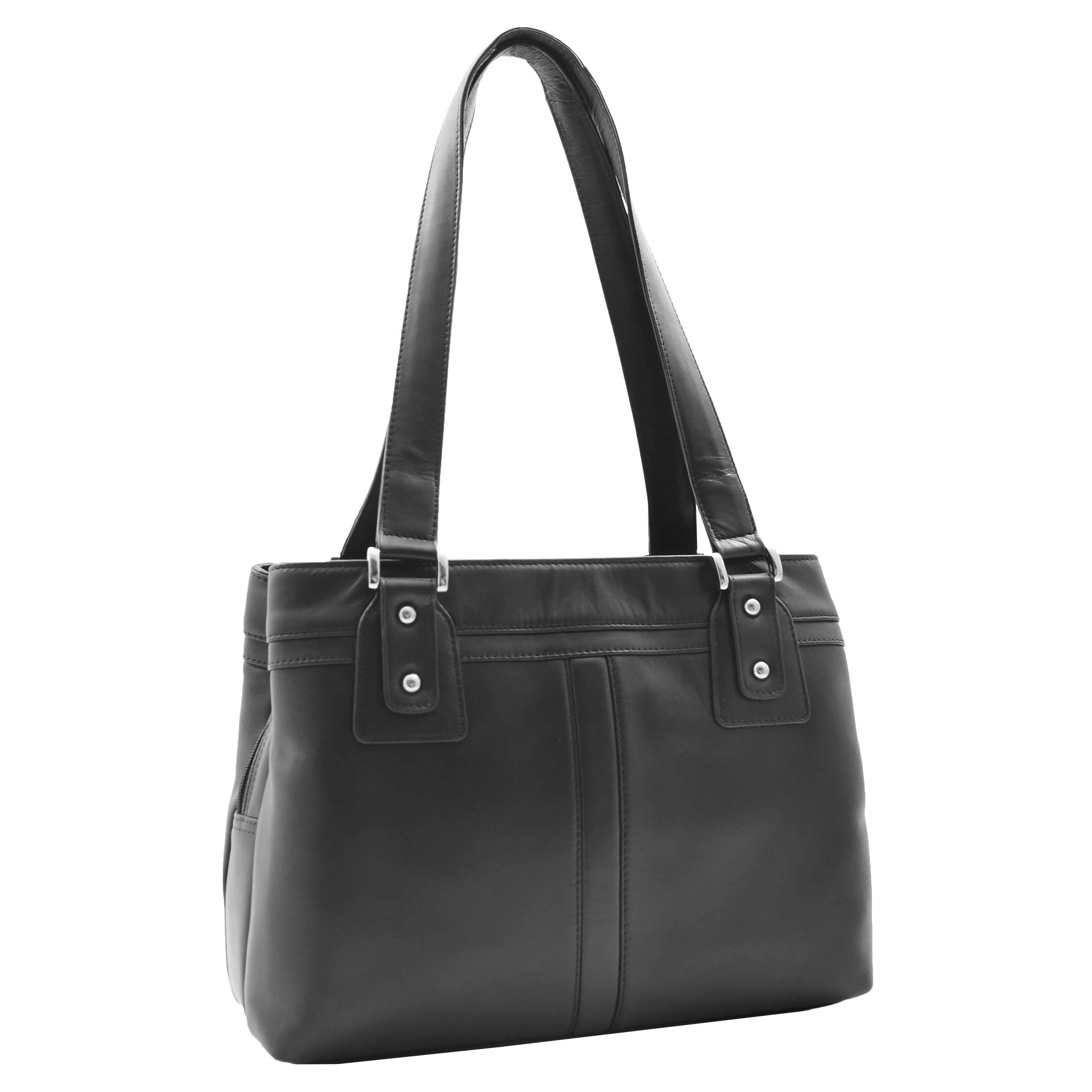 Womens Leather Mid Size Shopper Handbag Bellevue Black