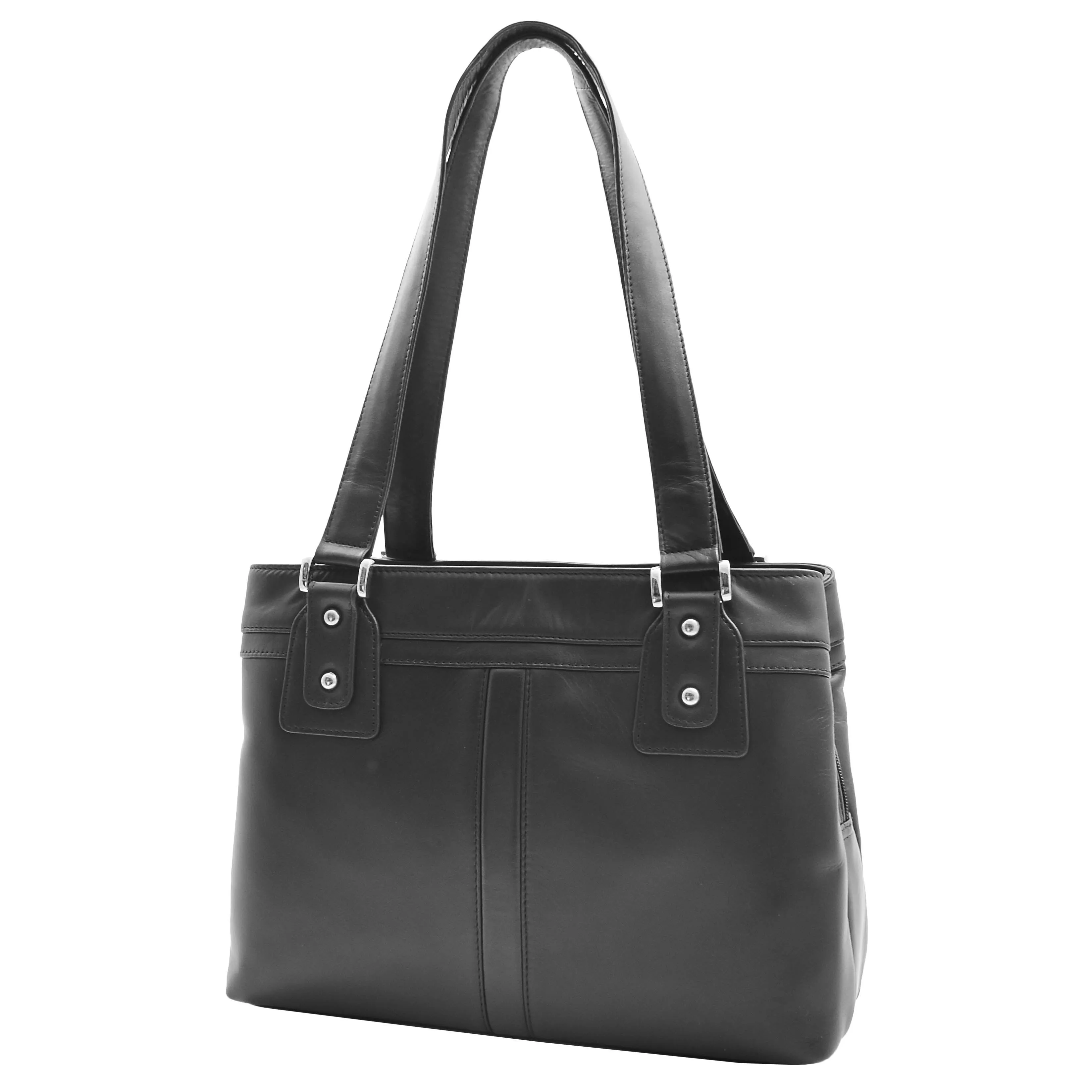 Womens Leather Mid Size Shopper Handbag Bellevue Black