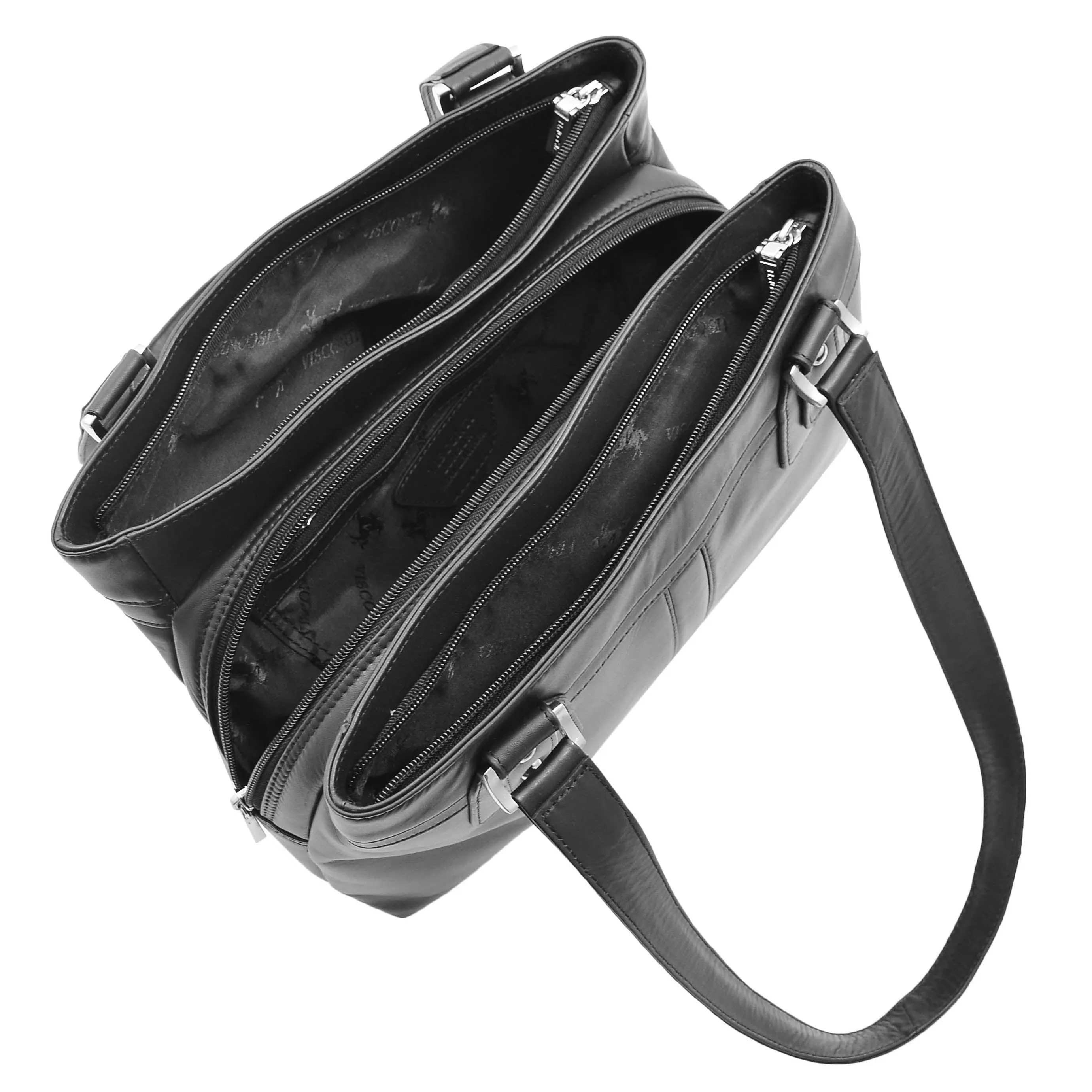 Womens Leather Mid Size Shopper Handbag Bellevue Black