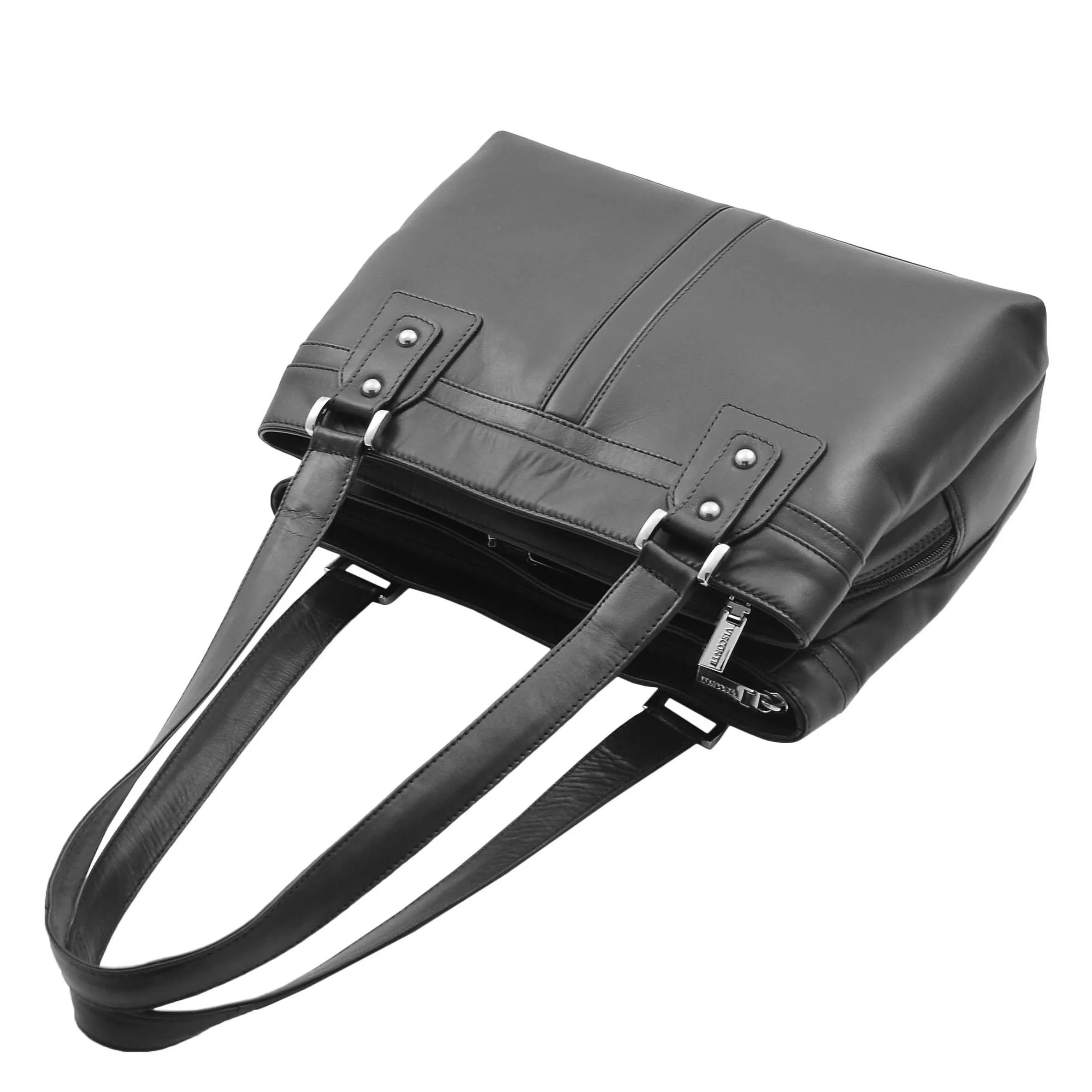 Womens Leather Mid Size Shopper Handbag Bellevue Black