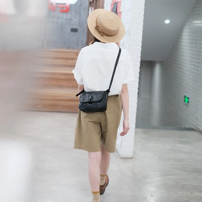 Womens Small Black Leather Crossbody Bag Ladies Shoulder Bags